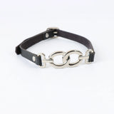 Collier Ras du Cou Anneaux Entrelacés : ras du cou noir, trois anneaux métalliques entrelacés, photo 2