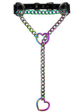 Collier Ras du Cou Chaîne et Anneau Cœur : ras du cou noir avec chaîne et anneau cœur, photo 2