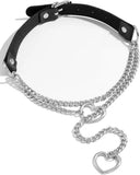 Collier Ras du Cou Chaîne et Anneau Cœur : ras du cou noir avec chaîne et anneau cœur, photo 5