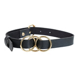 Collier Ras du Cou Double Anneau Doré : ras du cou noir, doubles anneaux dorés, photo 1