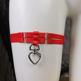 Collier Ras du Cou Rouge Pendentif Cœur : ras du cou rouge, pendentif anneau en forme de cœur, photo 3