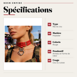 Collier Ras du Cou Rouge Pendentif Cœur : spécifications