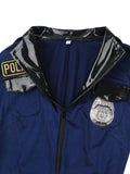 Combinaison Policier Homme Bleue 7 Pièces : combinaison de policier bleue avec ceinture et menottes, photo 4