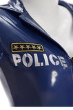 Combinaison Policière Sexy Vinyle Marine : combinaison policière en vinyle avec casquette, photo 2