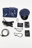 Combinaison Policière Sexy Vinyle Marine : combinaison policière en vinyle avec casquette, photo 4