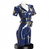 Combinaison Policière Sexy Vinyle Marine : combinaison policière en vinyle avec casquette, photo 5