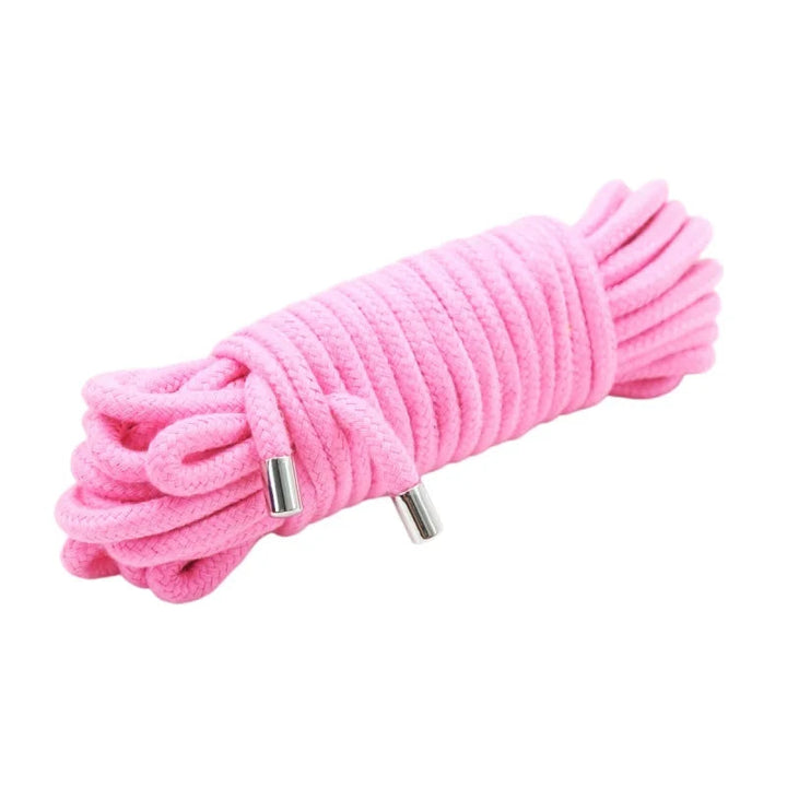 Corde Shibari en Coton 5 à 20 m : corde shibari en coton enroulée, embouts métalliques, photo 1