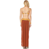 Costume Déesse Bikini Jupe Fendue : costume de déesse, haut bikini doré et jupe longue fendue, photo 4