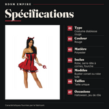 Costume Diablesse Rouge Cornes et Fourche : spécifications