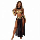 Costume Égyptienne Sexy Noir et Or : ensemble égyptienne noir et or, soutien-gorge et jupe, photo 1