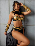 Costume Égyptienne Sexy Noir et Or : ensemble égyptienne noir et or, soutien-gorge et jupe, photo 7