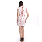Costume Infirmière Zombie Sanglante : robe d'infirmière zombie blanche tachée de sang, photo 3
