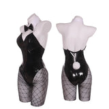 Costume Lapine Sexy en Similicuir : costume de lapine en similicuir avec bustier et oreilles, photo 2