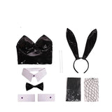 Costume Lapine Sexy en Similicuir : costume de lapine en similicuir avec bustier et oreilles, photo 3