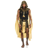 Costume Pharaon Homme Doré et Noir : costume de pharaon noir à bordure dorée pour homme, photo 1