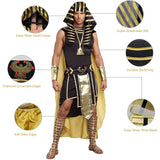 Costume Pharaon Homme Doré et Noir : costume de pharaon noir à bordure dorée pour homme, photo 2