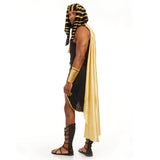 Costume Pharaon Homme Doré et Noir : costume de pharaon noir à bordure dorée pour homme, photo 3