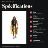 Costume Pharaon Homme Doré et Noir : spécifications