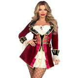 Costume Pirate Femme Bordeaux Tricorne : costume de pirate femme, veste-robe bordeaux et tricorne, photo 4