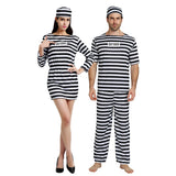 Costume Prisonnier Rayé Homme et Femme : costume de prisonnier rayé pour homme ou femme, photo 1