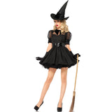 Costume Sorcière Classique Chapeau Pointu : robe noire de sorcière avec chapeau pointu, photo 1
