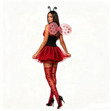 Déguisement Coccinelle Robe à Pois : mini-robe à pois de coccinelle avec ailes et serre-tête, photo 3