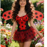 Déguisement Coccinelle Robe à Pois : mini-robe à pois de coccinelle avec ailes et serre-tête, photo 4