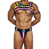 Ensemble Harnais et Jock Néoprène : ensemble harnais bulldog et jockstrap contrastés en néoprène, photo 1