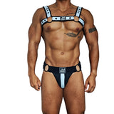 Ensemble Harnais et Jock Néoprène : ensemble harnais bulldog et jockstrap contrastés en néoprène, photo 3