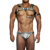 Ensemble Harnais et Jock Similicuir : ensemble harnais bulldog à rivets et jockstrap brillant, photo 11