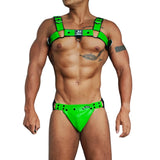 Ensemble Harnais et Jock Similicuir : ensemble harnais bulldog à rivets et jockstrap brillant, photo 8