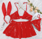 Ensemble Lapine Vinyle 3 Pièces : ensemble brillant trois pièces avec oreilles de lapin, photo 3