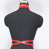Harnais Collier et Taille Rouge : harnais rouge reliant collier, sangle verticale et ceinture, photo 4