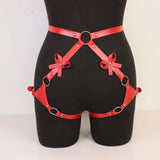 Harnais Cuisses Rouge à Nœuds : harnais de cuisses rouge à nœuds et anneaux, photo 3