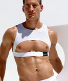 Harnais Haut Court Homme en Maille : haut court échancré en maille avec bretelles en Y, photo 2