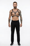 Harnais Homme Torse ou Bandoulière : harnais homme torse complet à anneau central et rivets, photo 2