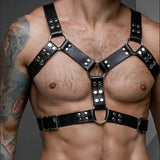 Harnais Homme Torse ou Bandoulière : harnais homme torse complet à anneau central et rivets, photo 4