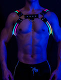 Harnais LED Homme Lumineux : harnais bulldog homme à bandes lumineuses LED, photo 1