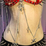 Harnais Soutien-Gorge Rouge à Pointes : harnais soutien-gorge rouge à pointes, têtes de mort et chaînes, photo 6