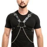 Harnais Torse Homme Croisé à Chaîne : harnais de torse croisé relié par une chaîne métallique, photo 3