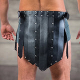 Jupe de Gladiateur Homme Cloutée : jupe noire à lanières larges cloutées façon gladiateur, photo 2
