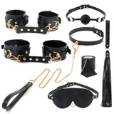 Kit BDSM 8 Pièces avec Sac : kit complet, noir et doré