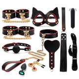 Kit BDSM Masque de Chat : set liseré rouge, noir et rouge