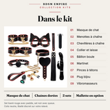 Kit BDSM Masque de Chat : carte du contenu, pièces numérotées et caractéristiques