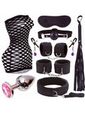 Kit BDSM Résille 9 Pièces : kit noir, autre vue, noir