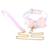 Kit Bondage Irisé : collier et laisse chaîne, irisé pastel