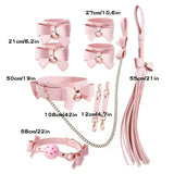 Kit Bondage Nœud Papillon : vue du kit avec mesures, rose