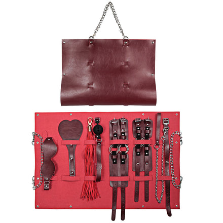 Kit Dominatrice Minuit : pochette murale suspendue et pièces, rouge