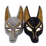 Masque Chacal Strass Oreilles Dorées : masque de chacal couvert de strass, photo 2