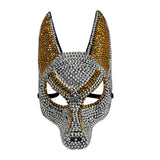 Masque Chacal Strass Oreilles Dorées : masque de chacal couvert de strass, photo 6